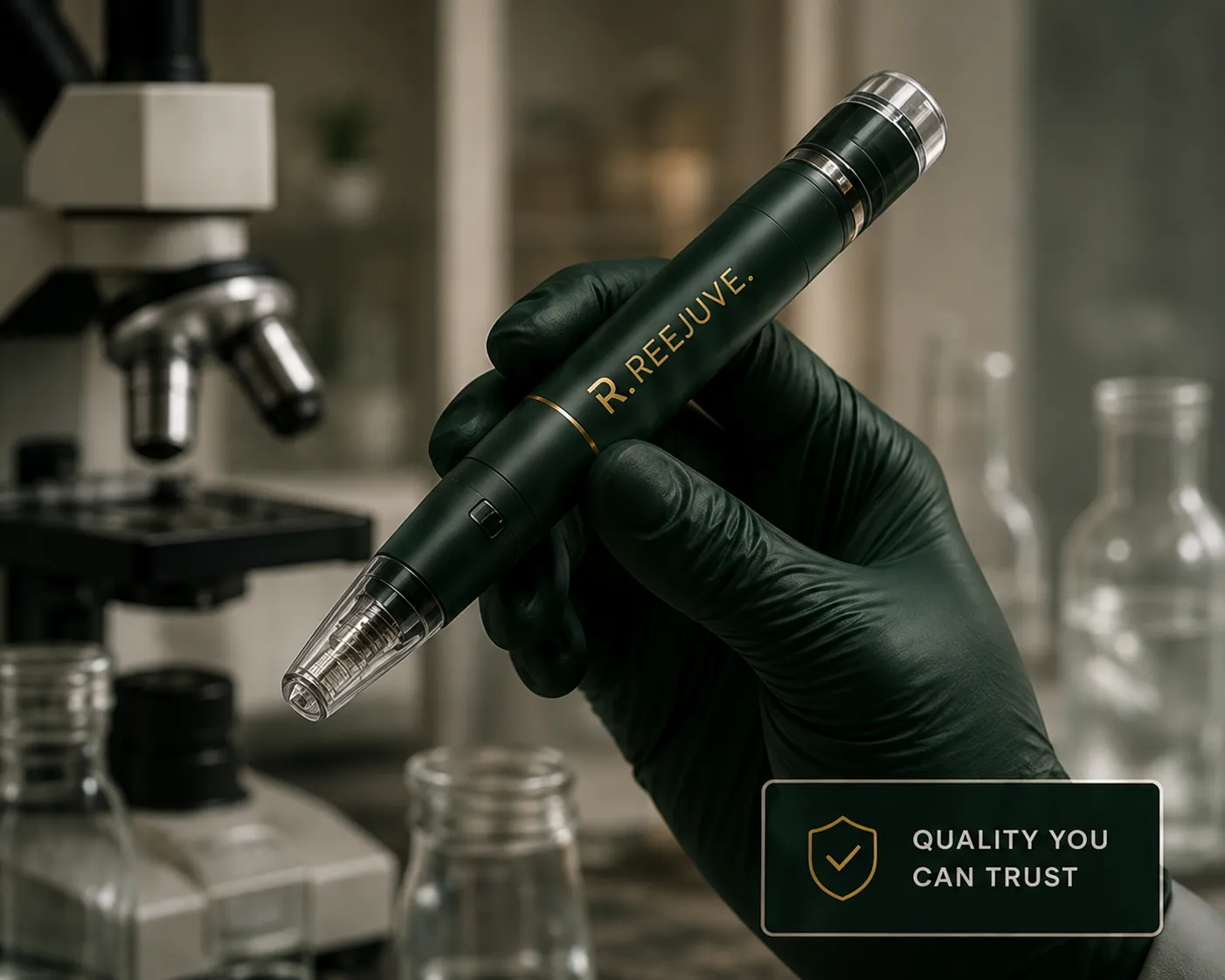 Scientist holding Reejuve peptide pen