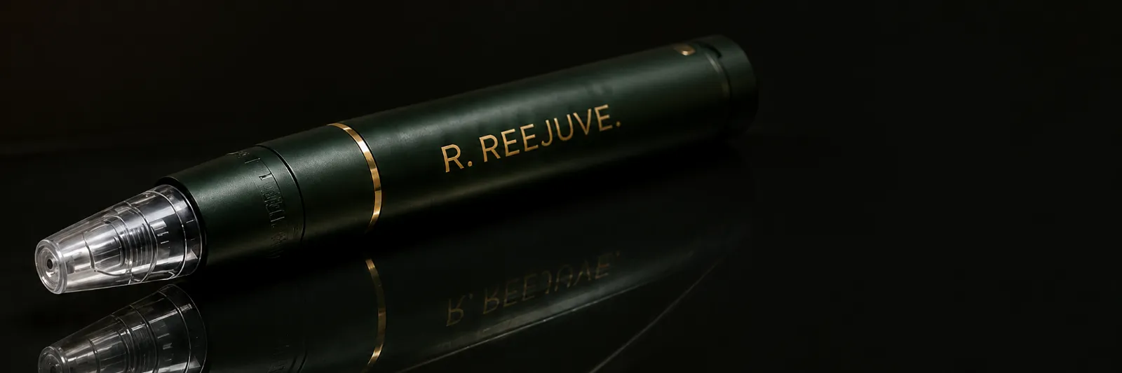 R. Reejuve pen on dark reflective surface